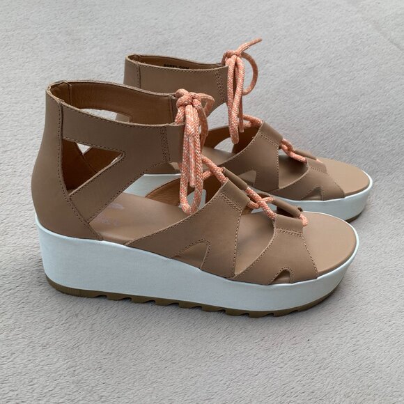 Sorel Cameron Lace Up Leather Platform Wedge Sandals Sz8 - Picture 3 of 16